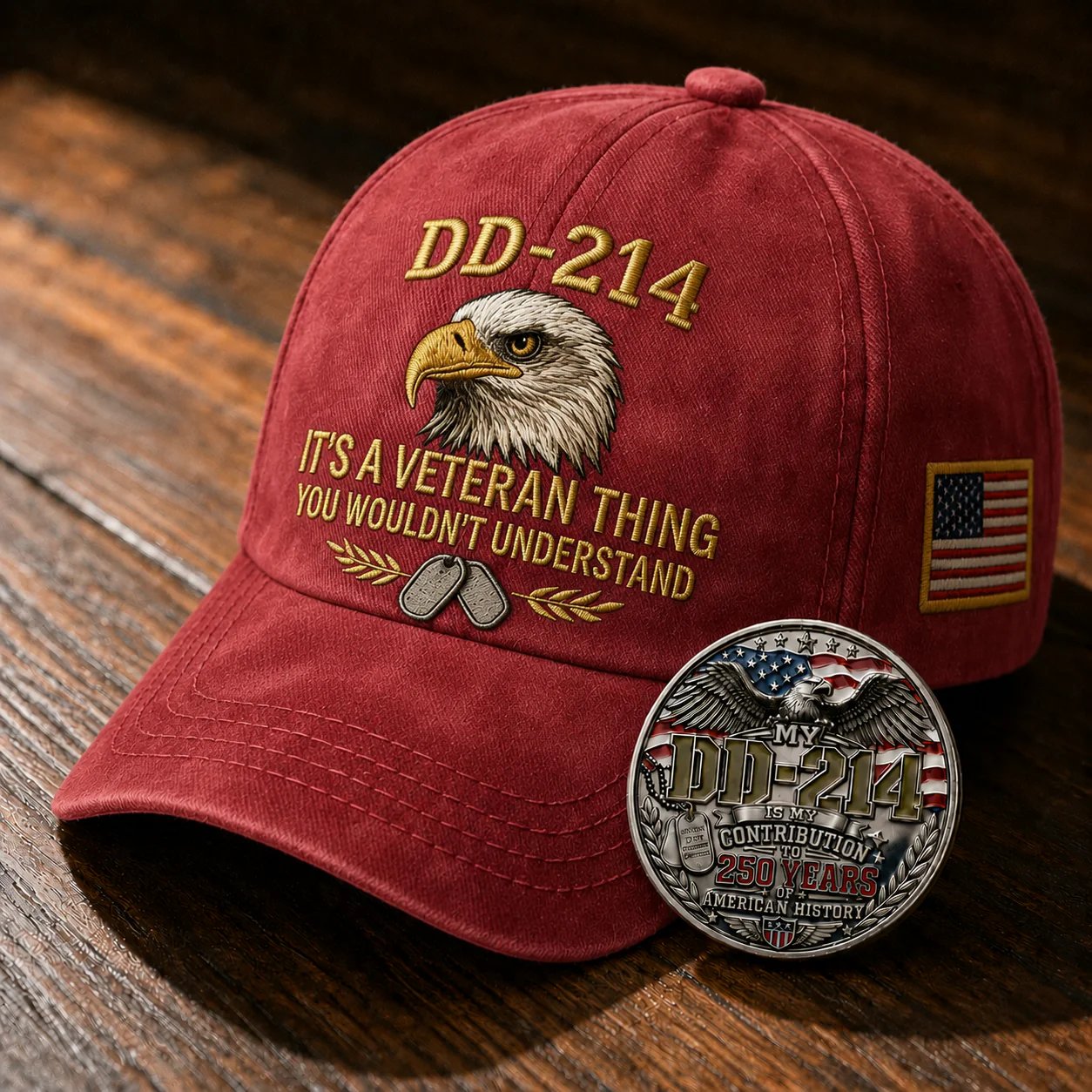 DD-214 Veteran 3D Embroidered Cap - “IT'S A VETERAN THING YOU WOULDN'T UNDERSTAND”🎁 Free Honor Coin With Every Cap 