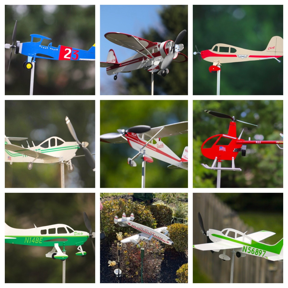Personalized Civil Aviation Plane Family Model Outdoor Patio Decor Stake
