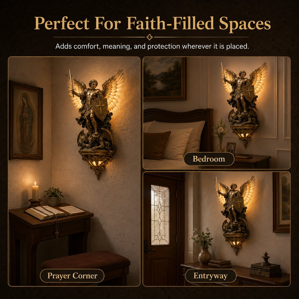 🔥50% OFF Limited Time✨Divine Archangel Wall Light, Protection & Faith Decor