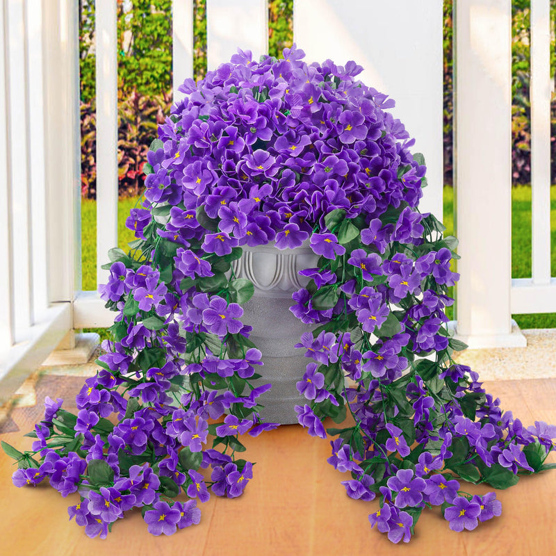 Sold out    2 Packs Fake Hanging Plants Artificial Flowers for Outdoors Purple UV Resistant for Home Porch Balcony Garden Patio Decor
