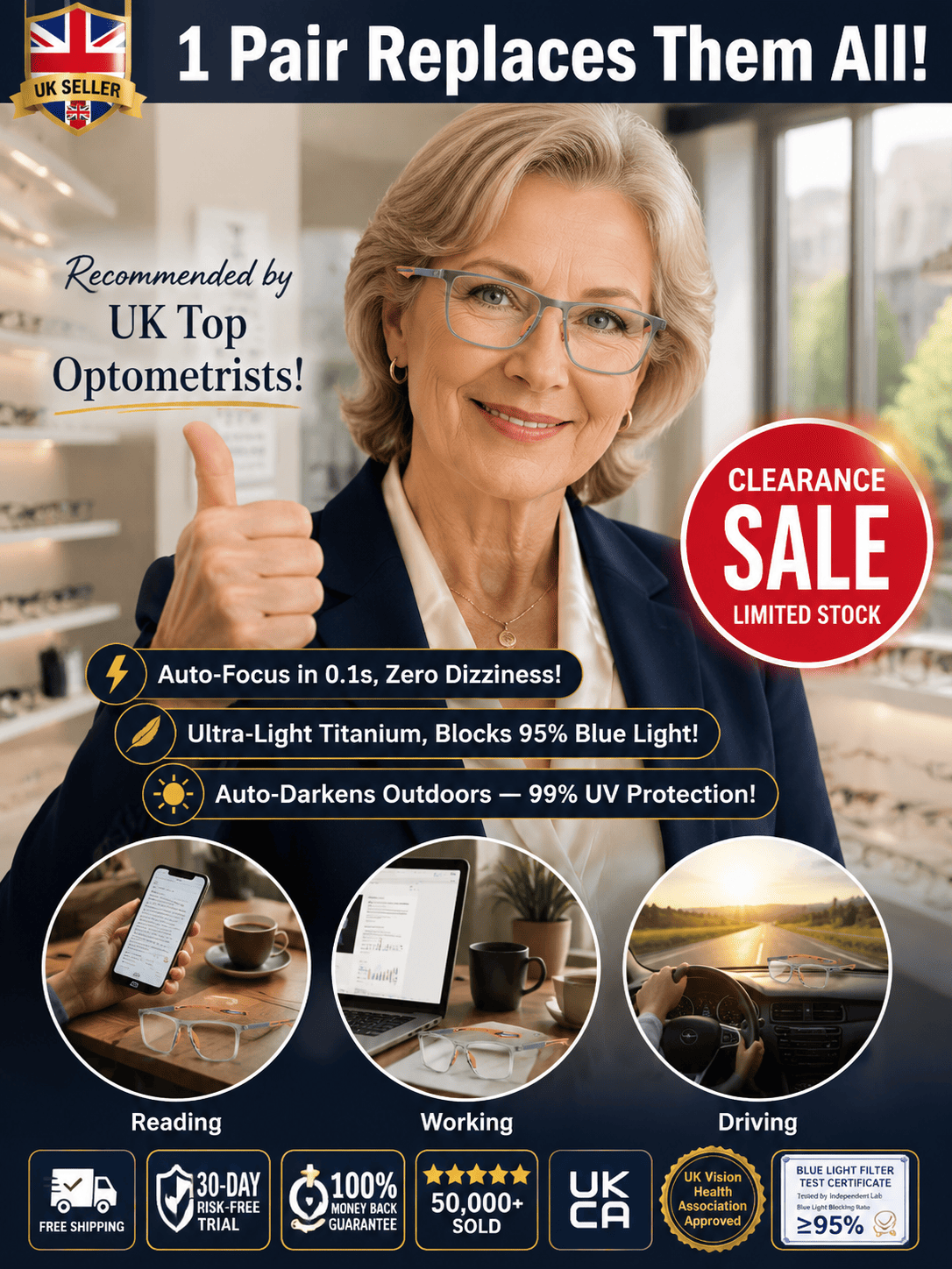 👓✨ Smart zoom photosensitive glasses, one pair covers both near and far vision with no need to switch other glasses. Built-in smart sensor auto-tints outdoors and turns into professional sunglasses in seconds 🕶️.