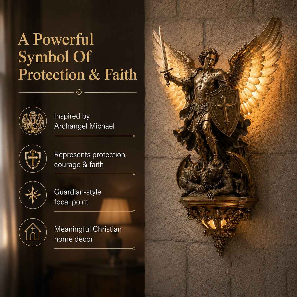 🔥50% OFF Limited Time✨Divine Archangel Wall Light, Protection & Faith Decor
