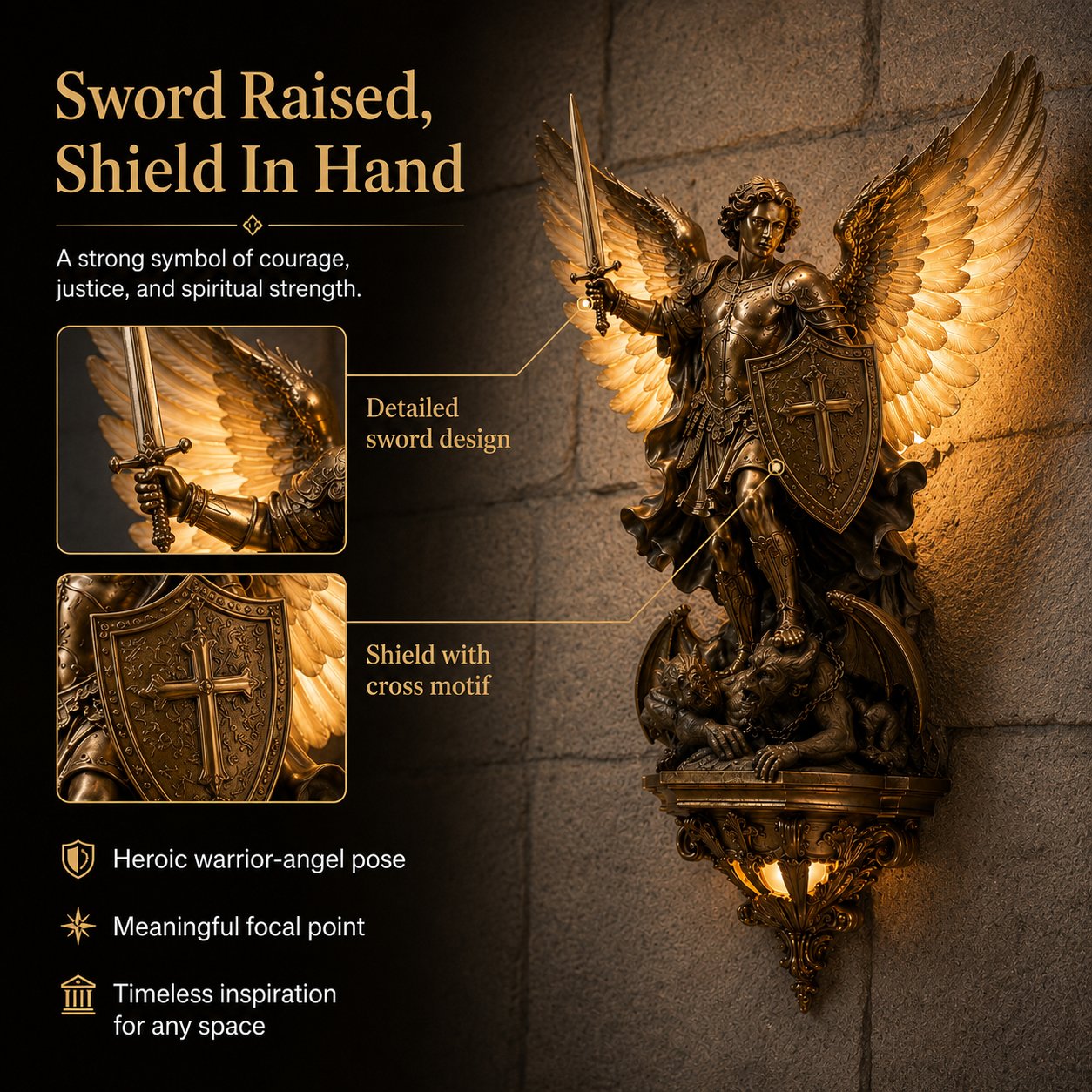 🔥50% OFF Limited Time✨Divine Archangel Wall Light, Protection & Faith Decor