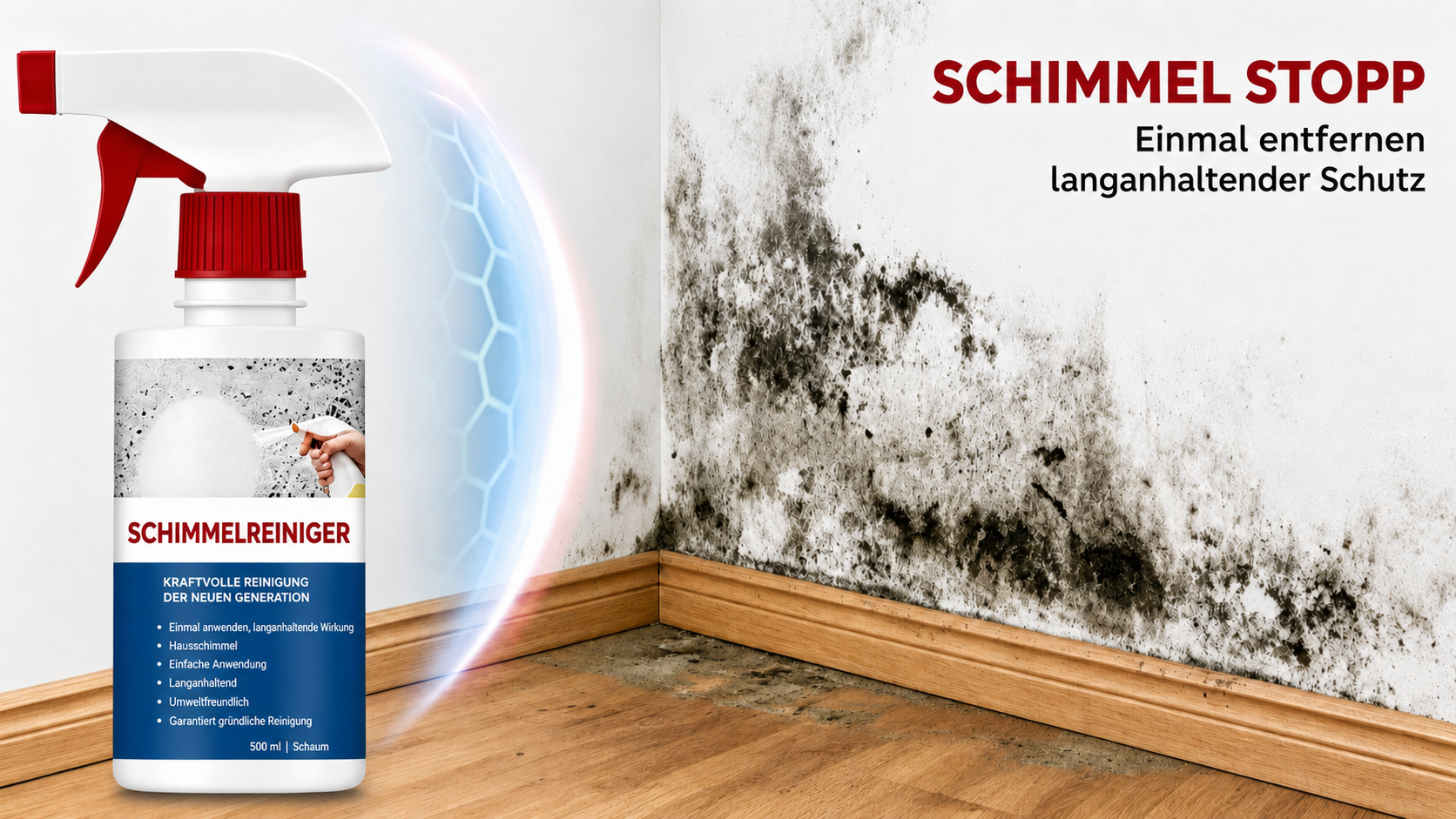 Zweites Bannerbild der Referenzseite mit Ergebnis der Schimmelfleckenentfernung und Anti-Schimmel-Schaumprodukt