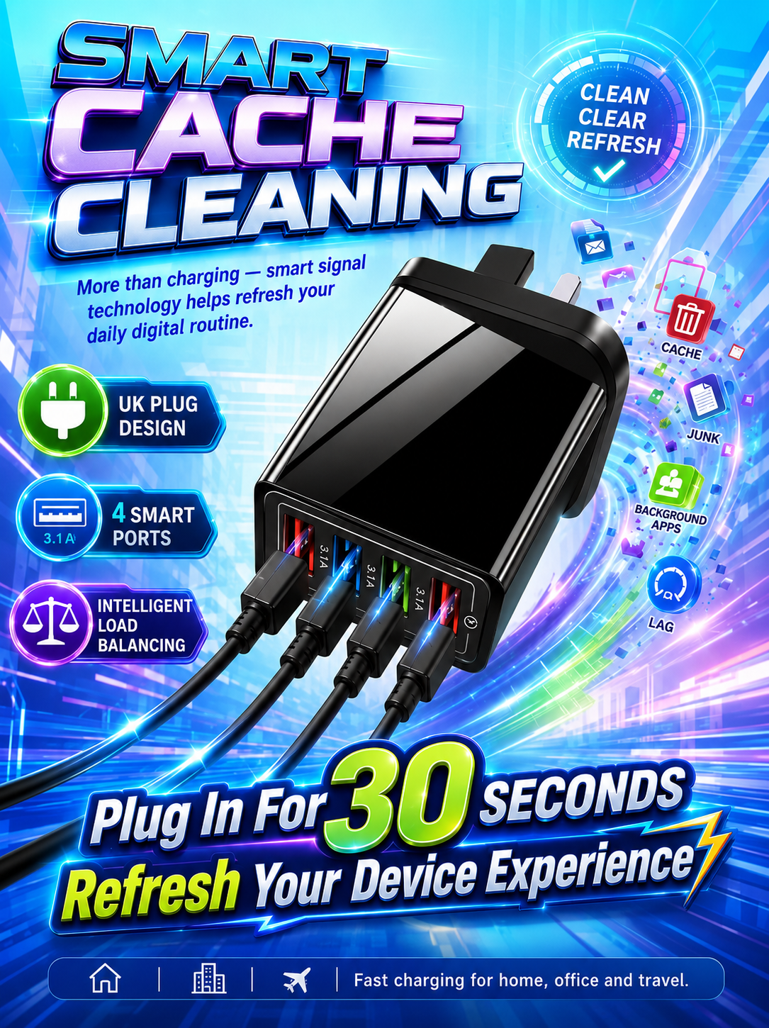 Improve Your Phone's Battery Life⚡4-in-1 Travel Charger🚀 Make your 4-year-old smartphone charge faster than a new one