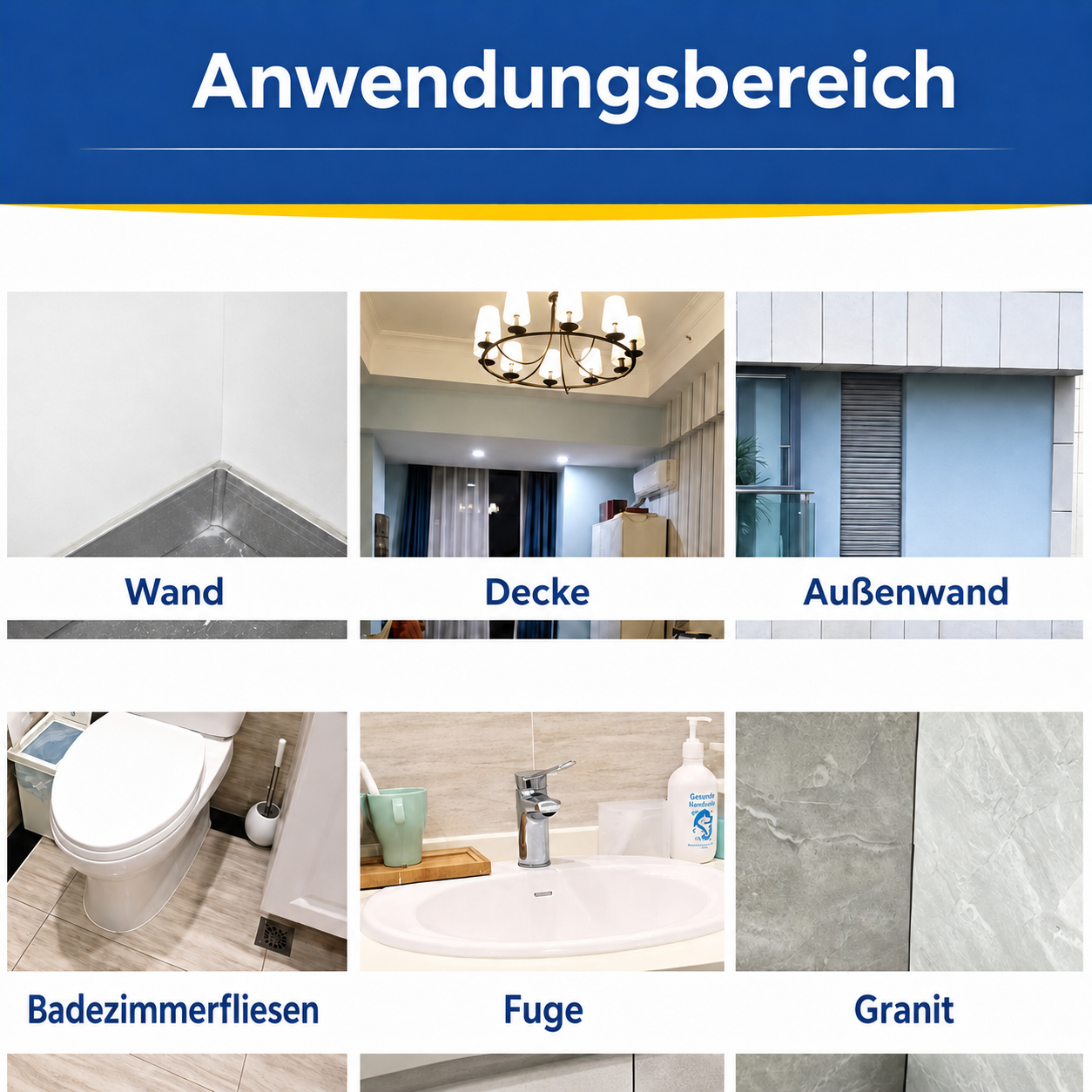 Im Labor getesteter Anti-Schimmel-Schaum auf Badezimmerfliesen, K&uuml;chensp&uuml;le, Silikondichtmasse, Wandecken und weiteren Oberfl&auml;chen