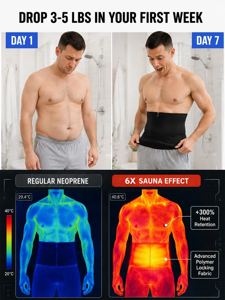 【Waist instantly tightened by 5cm】Sweat-shaping waist belt