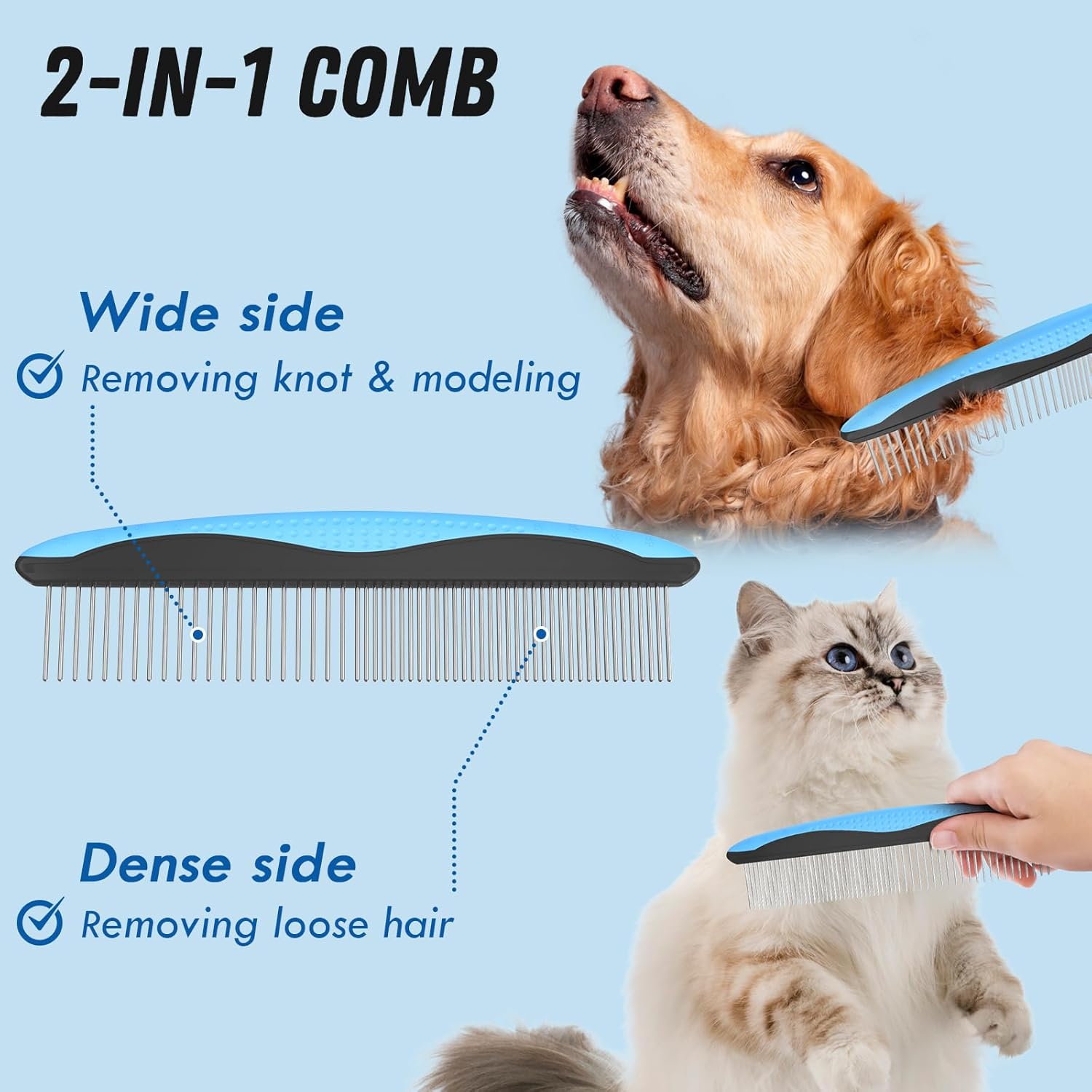 Gentle Pet Hair Remover Comb – Easy Dematting Brush for a Softer, Cleaner Coat