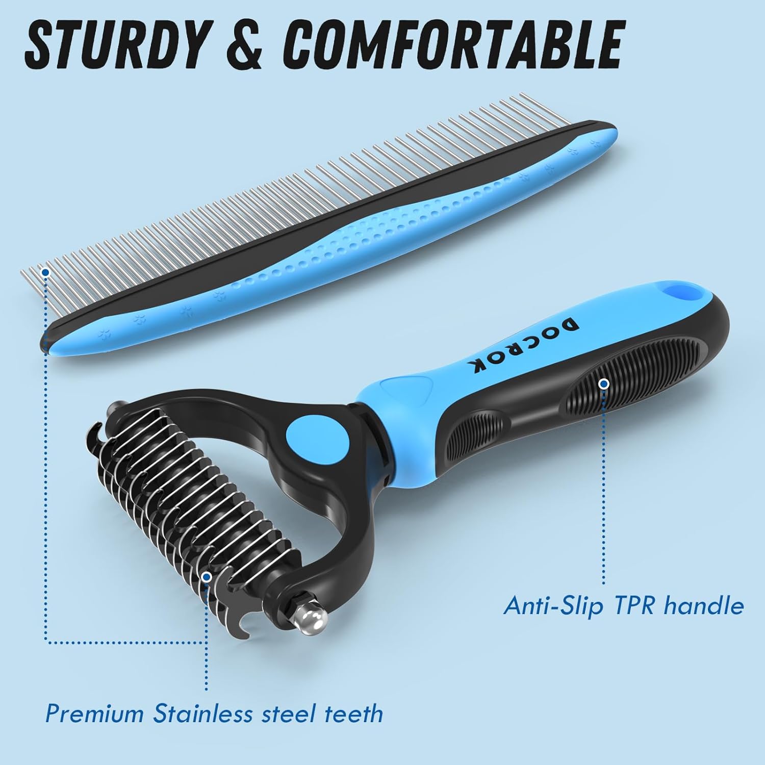 Gentle Pet Hair Remover Comb – Easy Dematting Brush for a Softer, Cleaner Coat