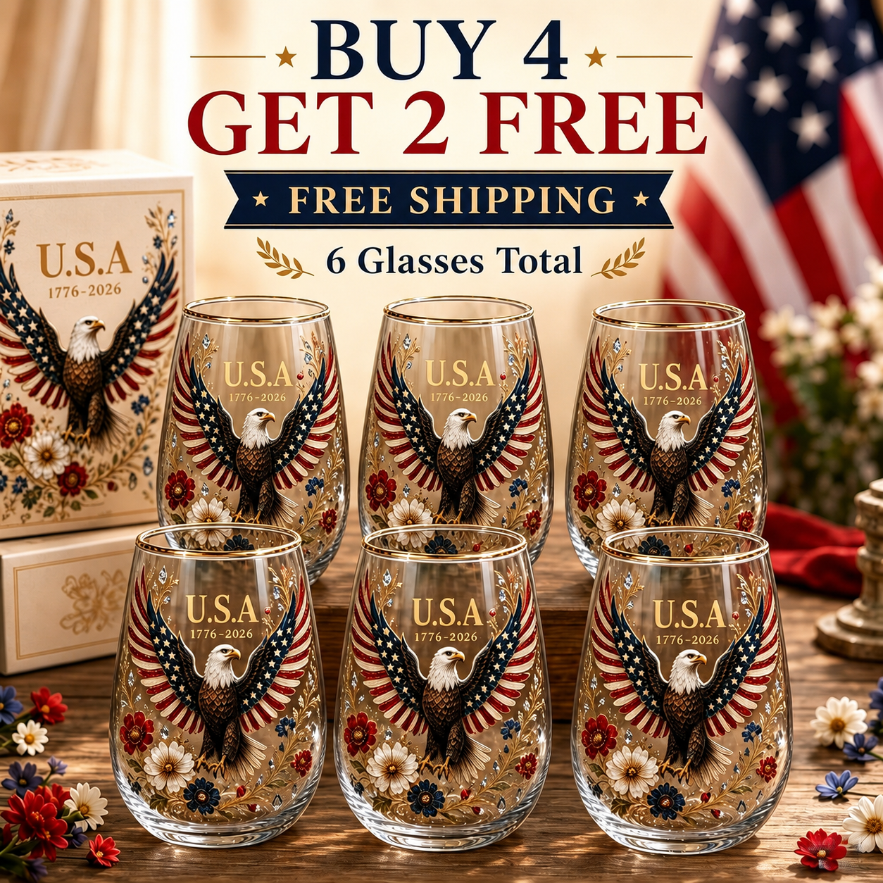 Limited Edition 2026 🦅’America Glass Tumbler– 1776-2026 Heritage Edition