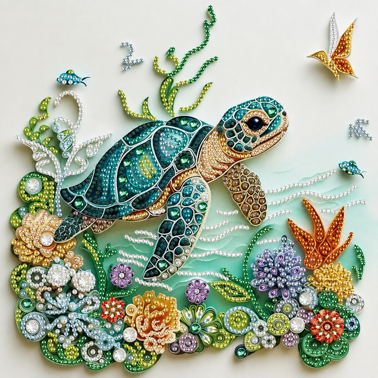 Sea Turtle Animal Special Shape Diamond Art Kits for Adults,5D Diamond Painting Kits for Beginner,DIY Diamond Crystal Rhinestones Painting Kits for Home Wall Decor Gift 11.8 X 11.8inch