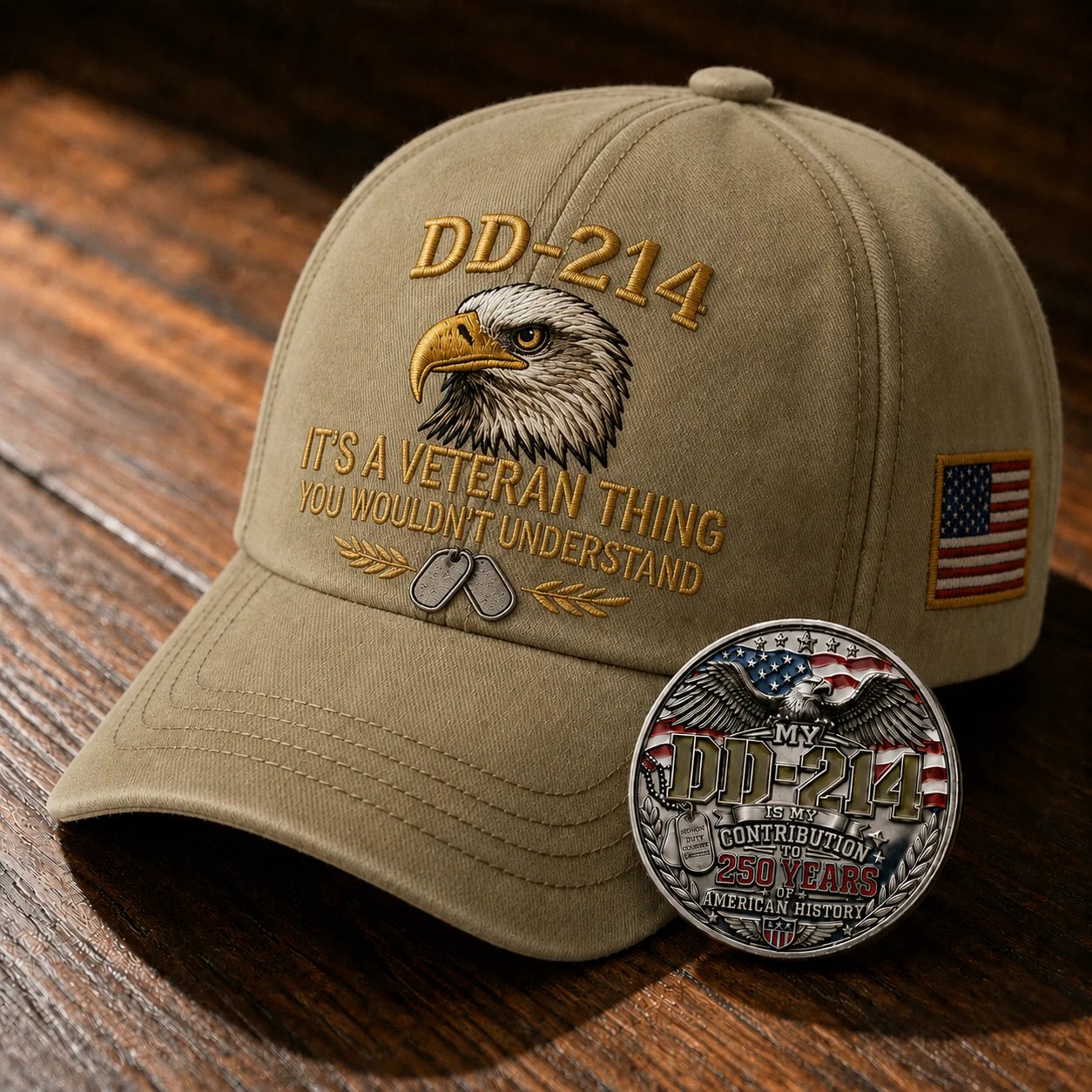DD-214 Veteran 3D Embroidered Cap - “IT'S A VETERAN THING YOU WOULDN'T UNDERSTAND”🎁 Free Honor Coin With Every Cap 