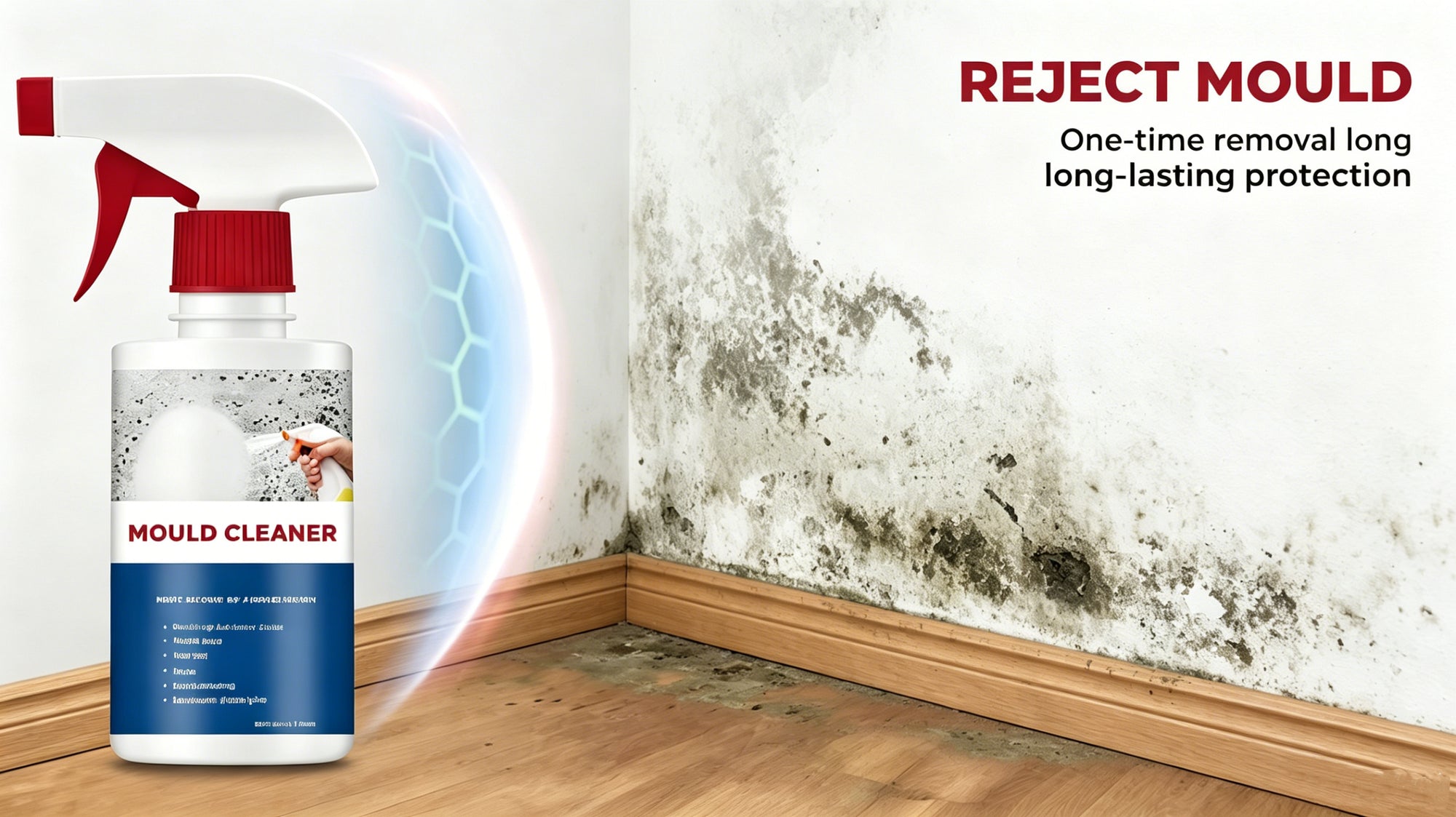 Powerful Foam Mold Remover Spray, Fast-Acting Mildew Stain Cleaner for Tile Gaps, Shower Corners & Kitchen Surfaces