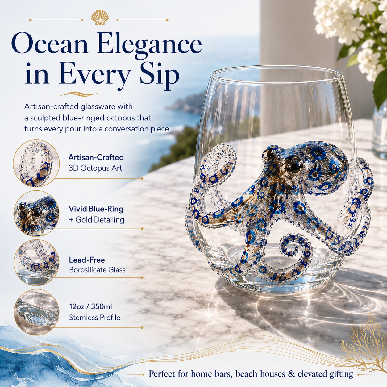 🔥 Last Day 49% OFF – 🌊 3D Ocean Animal Artisan Glassware Collection