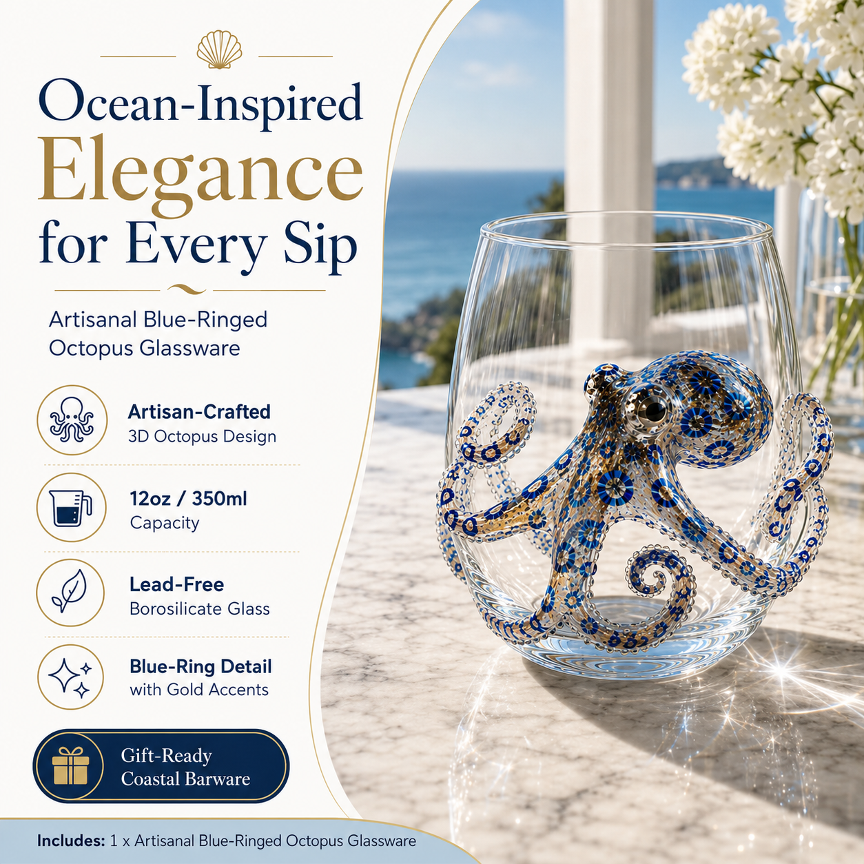 🔥 Last Day 49% OFF – 🌊 3D Ocean Animal Artisan Glassware Collection