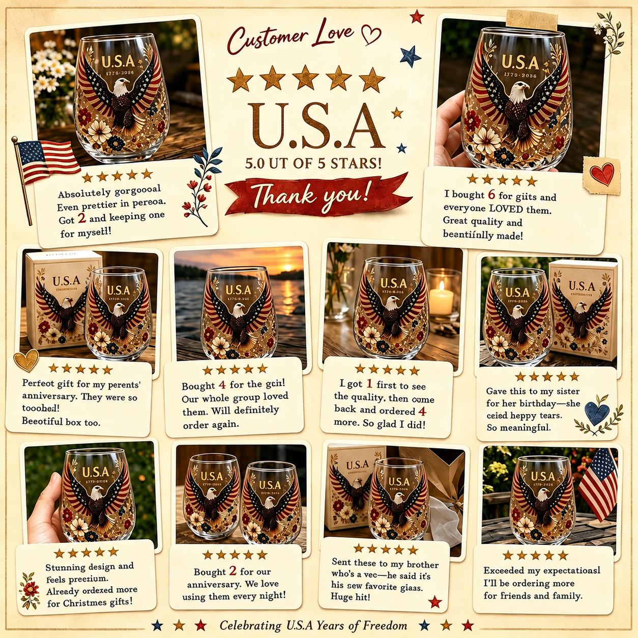 Limited Edition 2026 🦅’America Glass Tumbler– 1776-2026 Heritage Edition