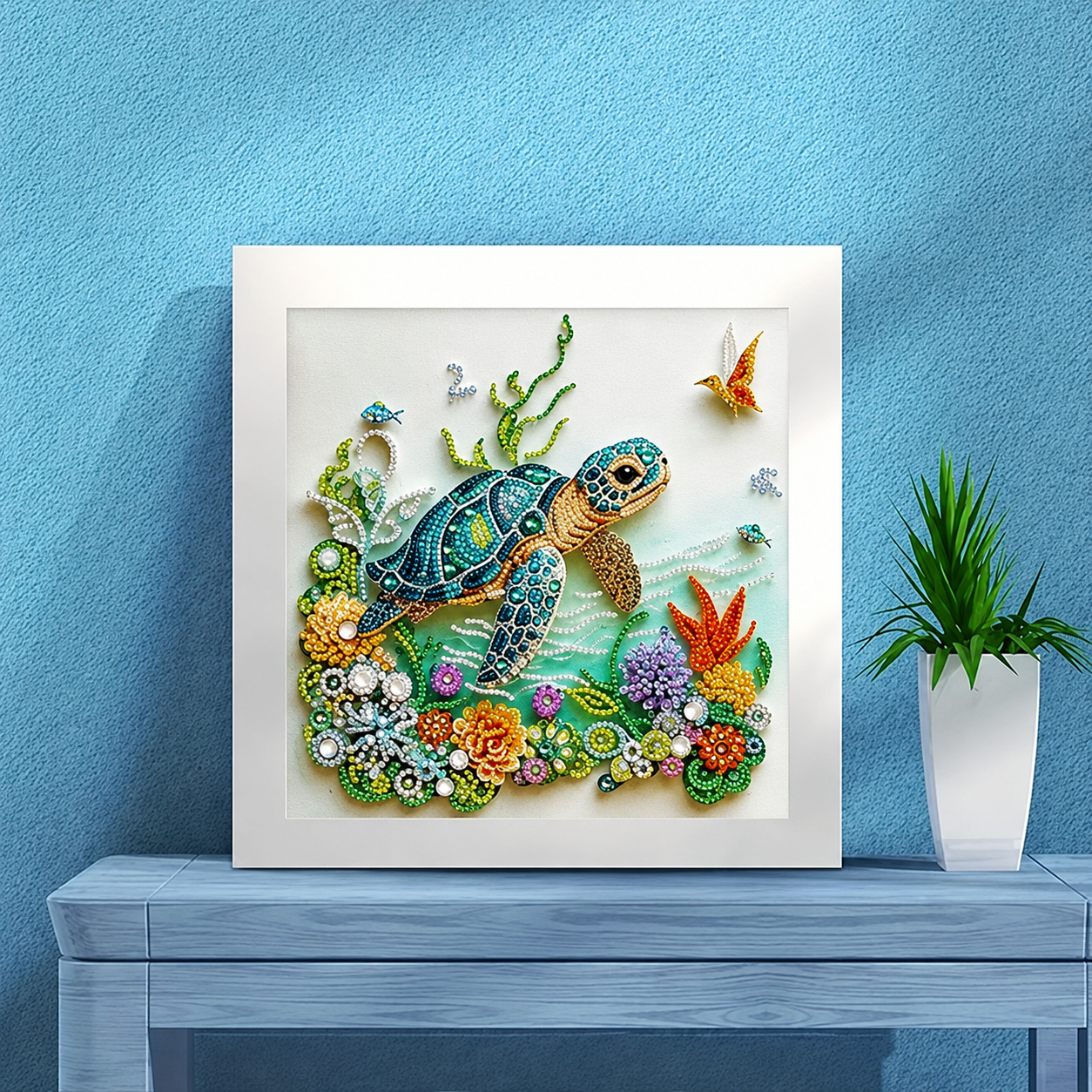 Sea Turtle Animal Special Shape Diamond Art Kits for Adults,5D Diamond Painting Kits for Beginner,DIY Diamond Crystal Rhinestones Painting Kits for Home Wall Decor Gift 11.8 X 11.8inch