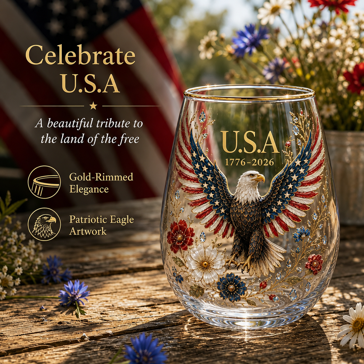 Limited Edition 2026 🦅’America Glass Tumbler– 1776-2026 Heritage Edition
