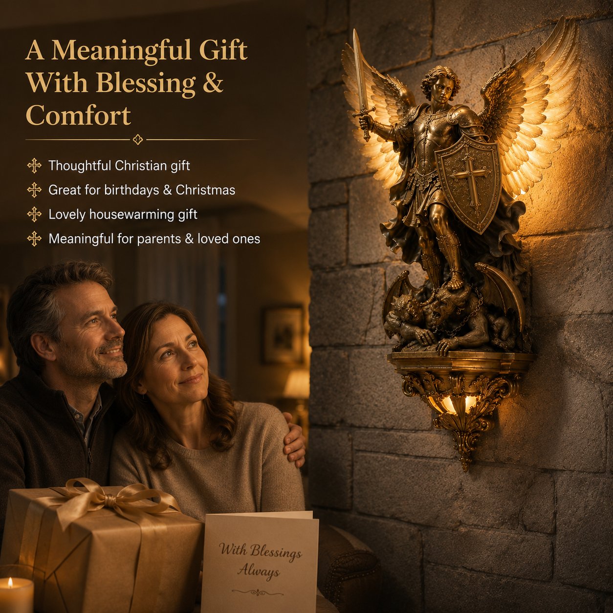 🔥50% OFF Limited Time✨Divine Archangel Wall Light, Protection & Faith Decor