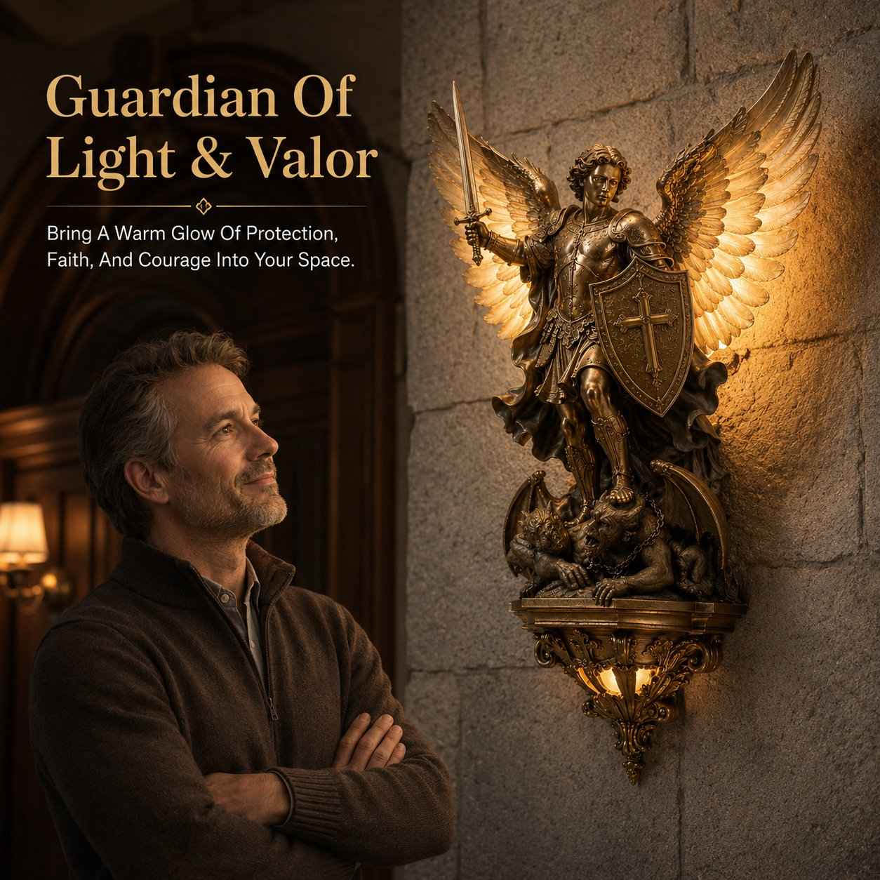 🔥50% OFF Limited Time✨Divine Archangel Wall Light, Protection & Faith Decor