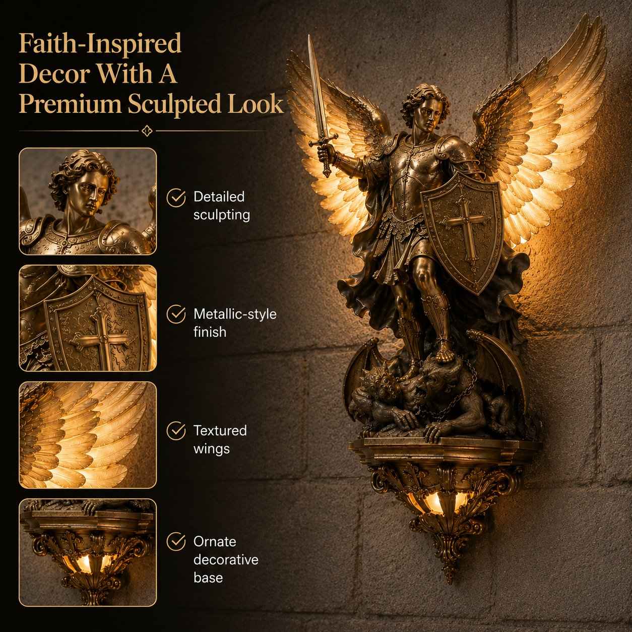 🔥50% OFF Limited Time✨Divine Archangel Wall Light, Protection & Faith Decor