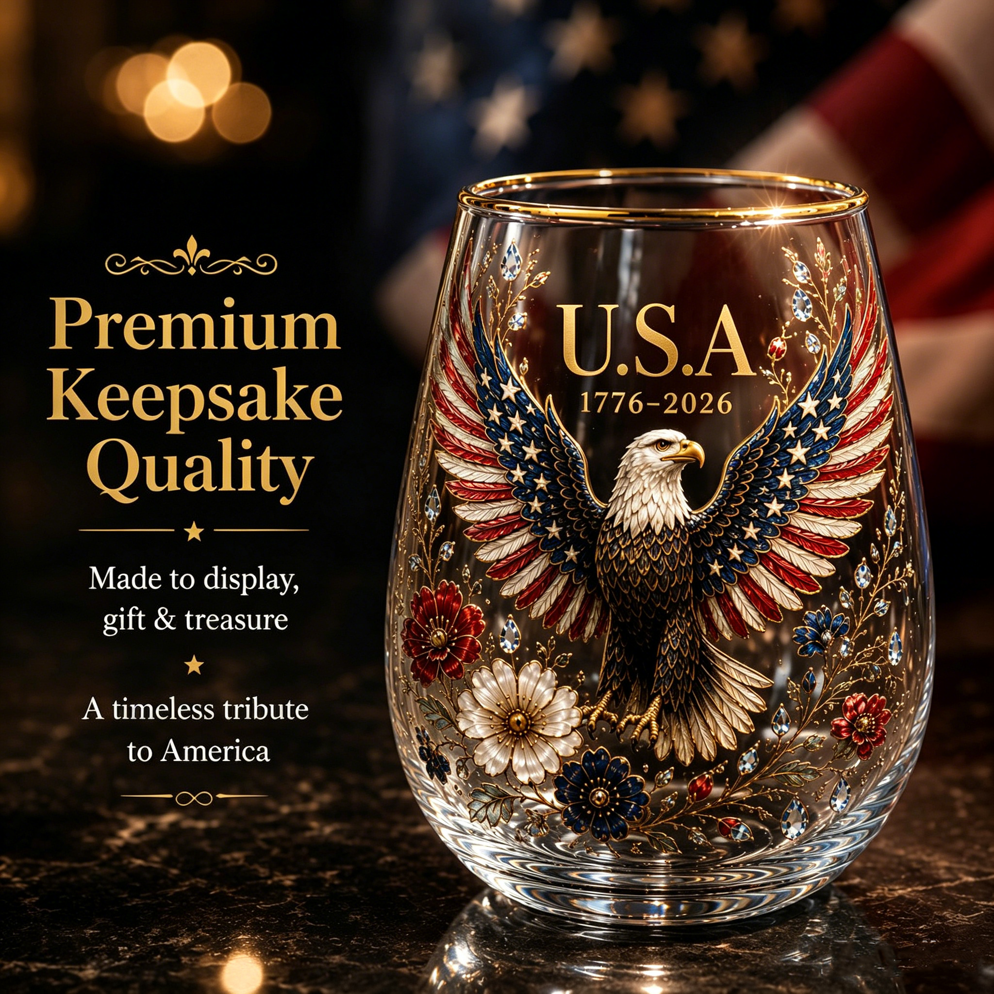 Limited Edition 2026 🦅’America Glass Tumbler– 1776-2026 Heritage Edition