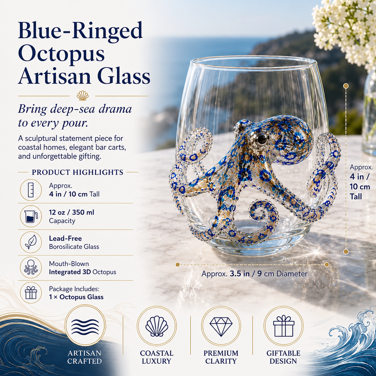 🔥 Last Day 49% OFF – 🌊 3D Ocean Animal Artisan Glassware Collection