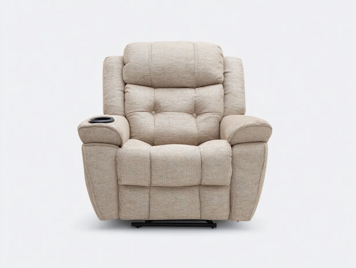 Fauteuil relax tissu beige avec dossier inclinable et repose-pieds 95x90x105 cm - Beige - Confort ergonomique - Adapté au salon-Kamoyspace