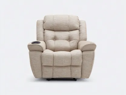 Fauteuil relax tissu beige avec dossier inclinable et repose-pieds 95x90x105 cm - Beige - Confort ergonomique - Adapté au salon-Kamoyspace