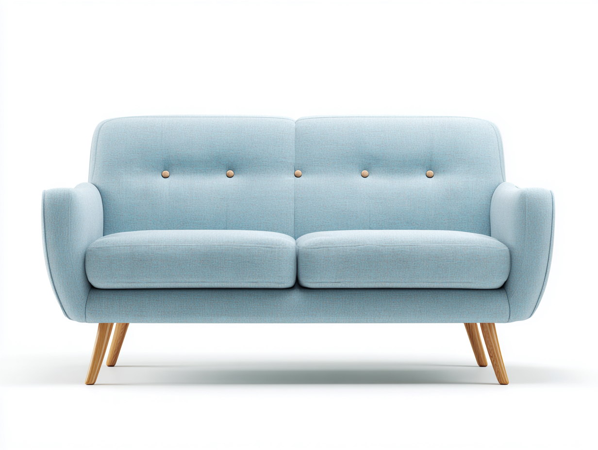 Canapé 2 places en tissu et bois 140x80x85 cm - bleu clair - design moderne pour salon-Kamoyspace