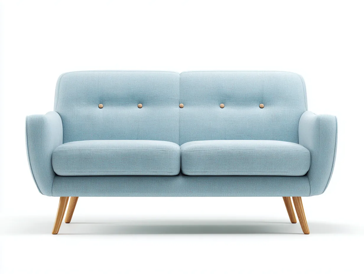 Canapé 2 places en tissu et bois 140x80x85 cm - bleu clair - design moderne pour salon-Kamoyspace