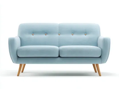 Canapé 2 places en tissu et bois 140x80x85 cm - bleu clair - design moderne pour salon-Kamoyspace