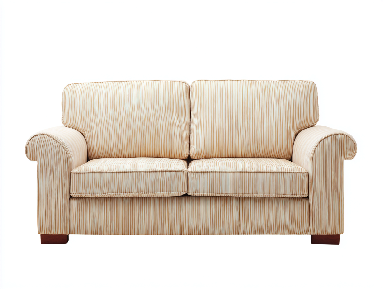 Canapé 2 places en tissu et bois 150x85x90 cm - beige rayé - style classique pour salon-Kamoyspace