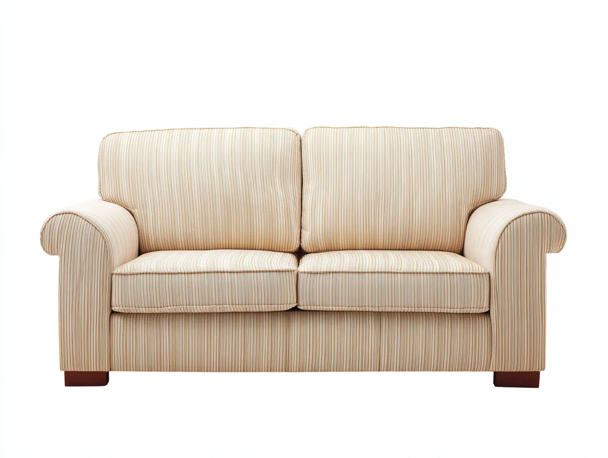 Canapé 2 places en tissu et bois 150x85x90 cm - beige rayé - style classique pour salon-Kamoyspace