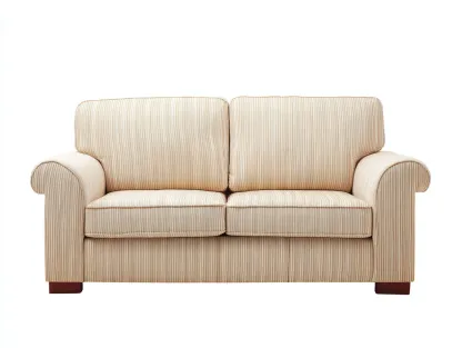 Canapé 2 places en tissu et bois 150x85x90 cm - beige rayé - style classique pour salon-Kamoyspace
