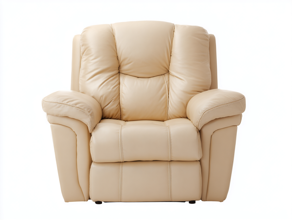 Fauteuil relax cuir synthétique beige avec dossier inclinable 95x90x105 cm - Beige - Confort ergonomique - Adapté au salon-Kamoyspace
