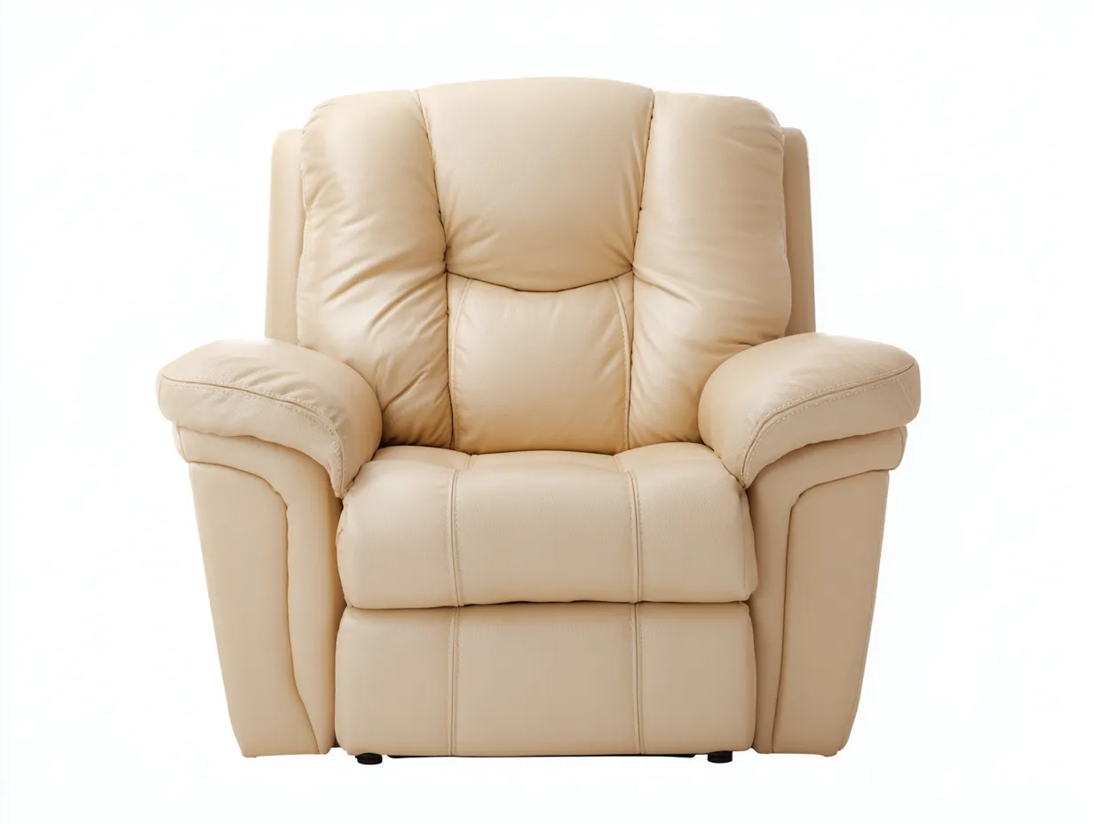Fauteuil relax cuir synthétique beige avec dossier inclinable 95x90x105 cm - Beige - Confort ergonomique - Adapté au salon-Kamoyspace
