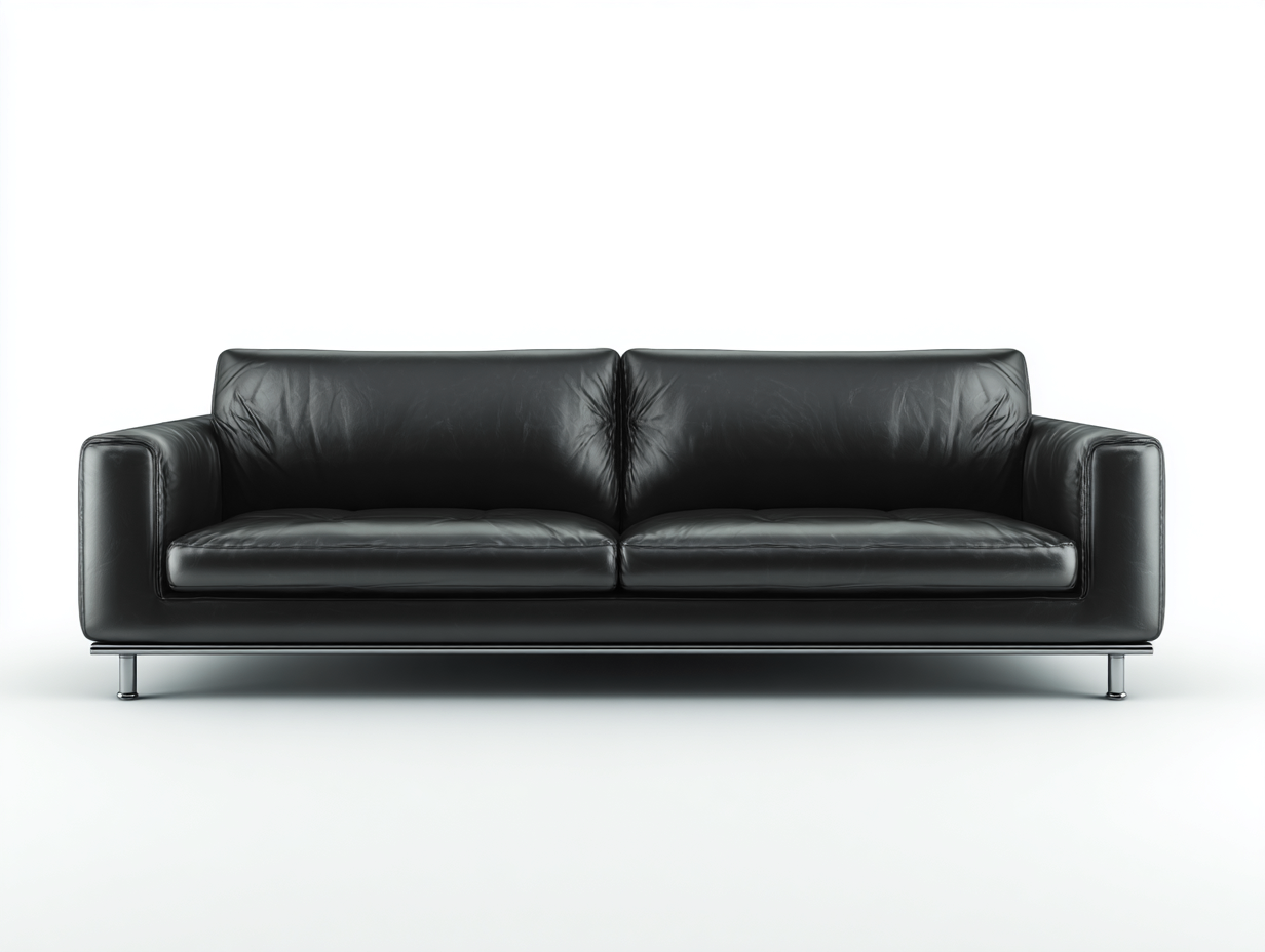 Canapé 2 places en cuir et métal 180x90x85 cm - noir - design moderne pour salon-Kamoyspace