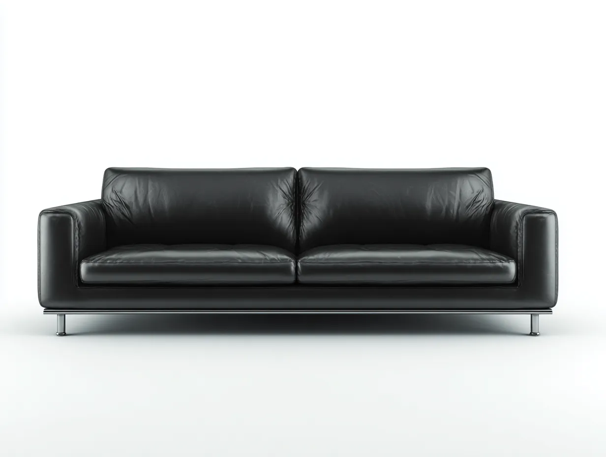 Canapé 2 places en cuir et métal 180x90x85 cm - noir - design moderne pour salon-Kamoyspace