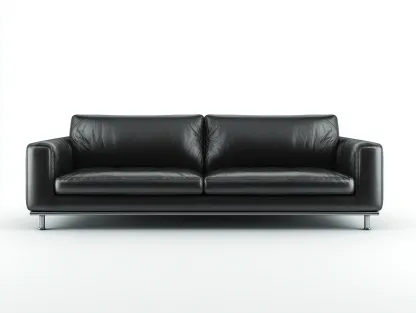 Canapé 2 places en cuir et métal 180x90x85 cm - noir - design moderne pour salon-Kamoyspace