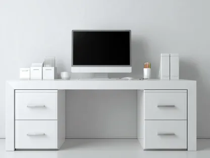Bureau en bois et panneaux bois 140x60x75 cm - blanc - design moderne pour bureau-Kamoyspace