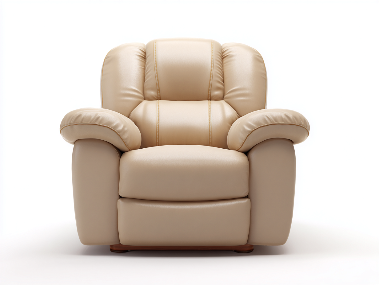 Fauteuil relax cuir synthétique beige avec dossier inclinable 95x90x105 cm - Beige - Confort ergonomique - Adapté au salon-Kamoyspace