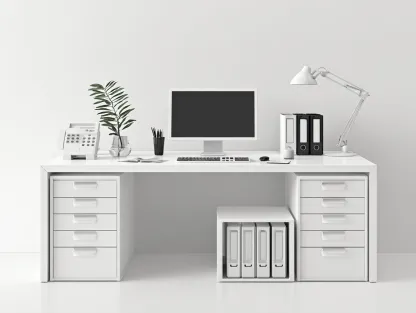 Bureau en MDF avec double caisson 160x60x75 cm - Couleur Blanc - Design moderne - Adapté au bureau-Kamoyspace