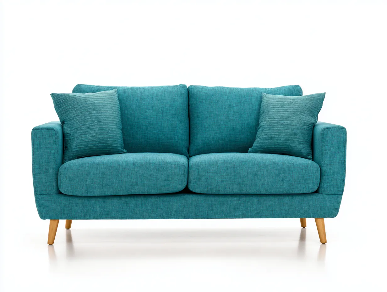 Canapé 2 places en tissu et bois 160x85x90 cm - bleu turquoise - design moderne pour salon-Kamoyspace