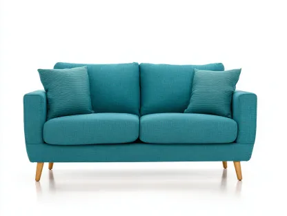 Canapé 2 places en tissu et bois 160x85x90 cm - bleu turquoise - design moderne pour salon-Kamoyspace