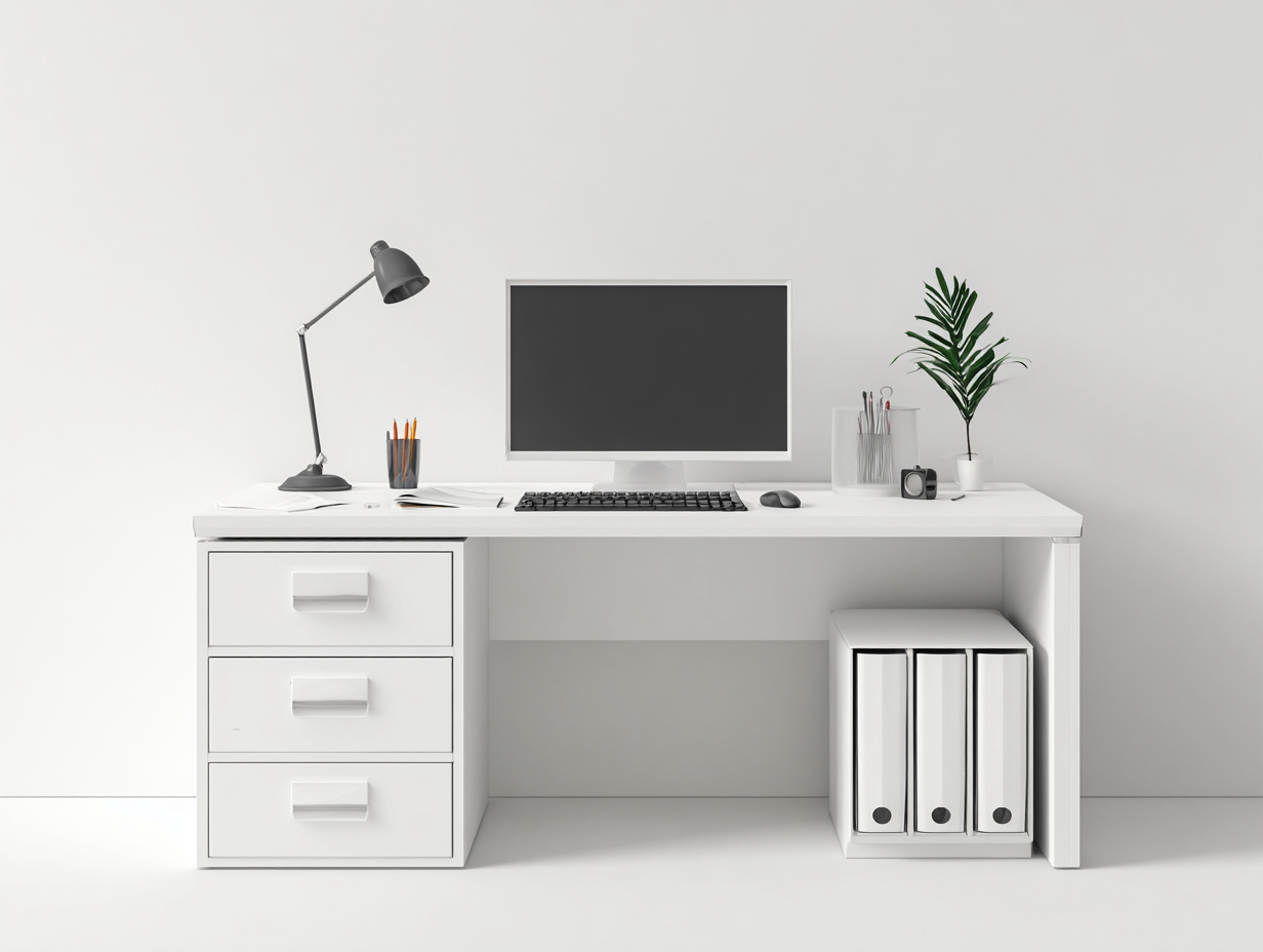 Bureau en MDF avec 3 tiroirs et espace de rangement 120x60x75 cm - Couleur Blanc - Design moderne - Adapté au bureau-Kamoyspace