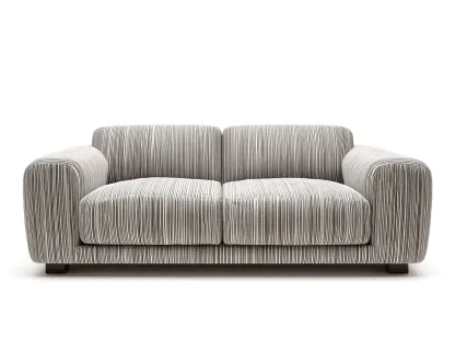 Canapé 2 places tissu rembourré avec pieds en bois 140x80x85 cm - Gris chiné - Design moderne - Adapté au salon-Kamoyspace