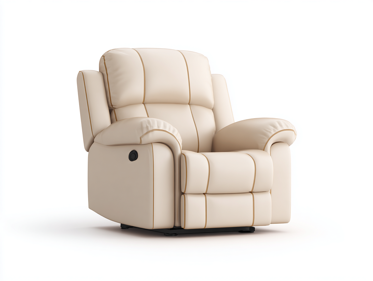 Fauteuil relax inclinable en simili cuir rembourré 102x96x104 cm - beige - avec repose-pieds intégré pour salon-Kamoyspace