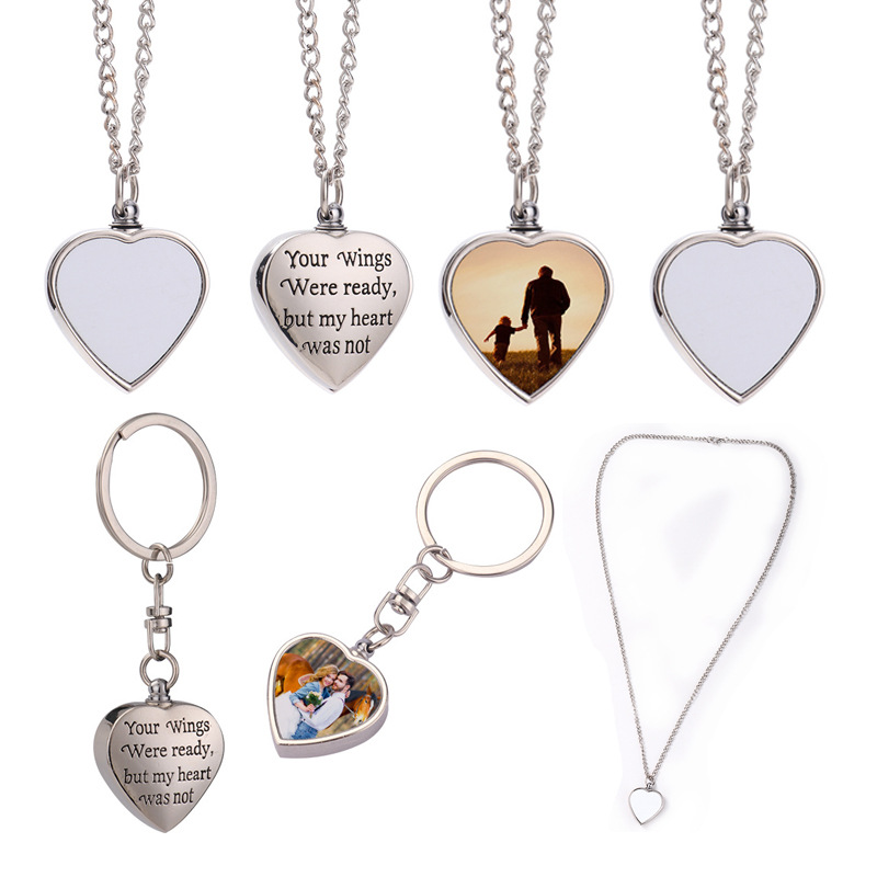 Heart-shaped Pet Ashes Memorial Necklace with Photo Printing