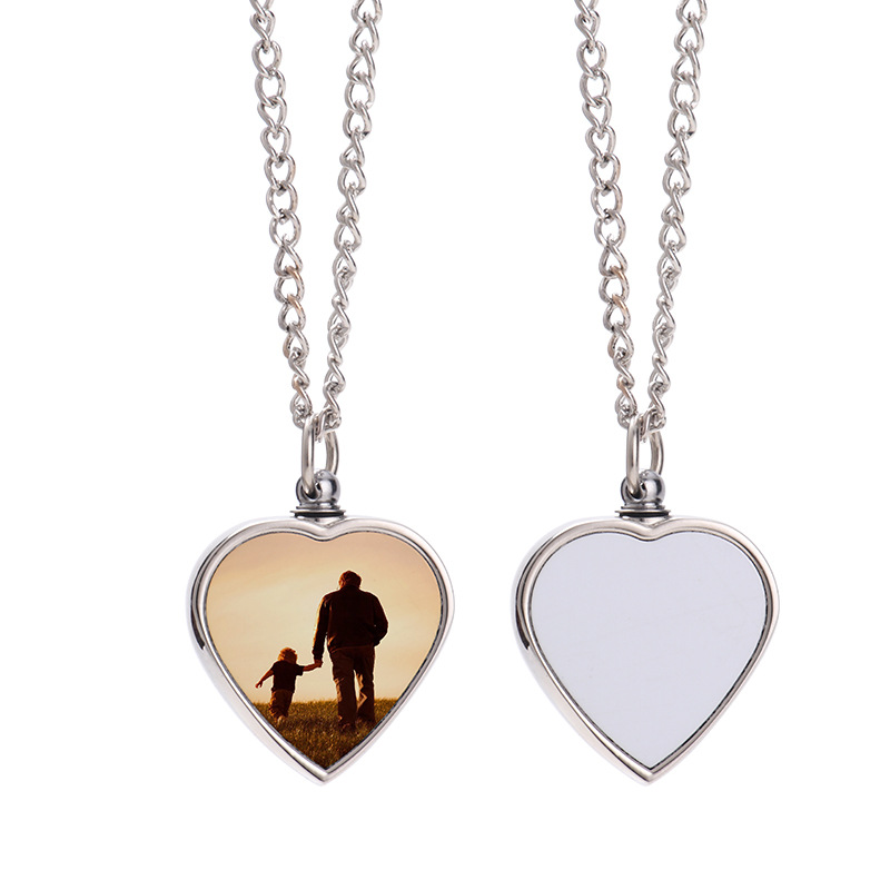 Heart-shaped Pet Ashes Memorial Necklace with Photo Printing